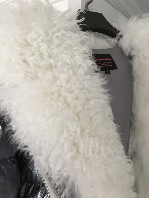 Maomaokong2018-جاكيت نسائي بغطاء للأسفل ، معطف نحيف متوسط الطول سميك ولامع ، جديد