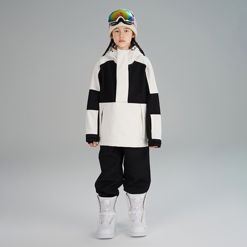 SEARIPE setelan Ski anak lelaki perempuan, pakaian penahan angin tahan air hangat luar ruangan, mantel celana salju