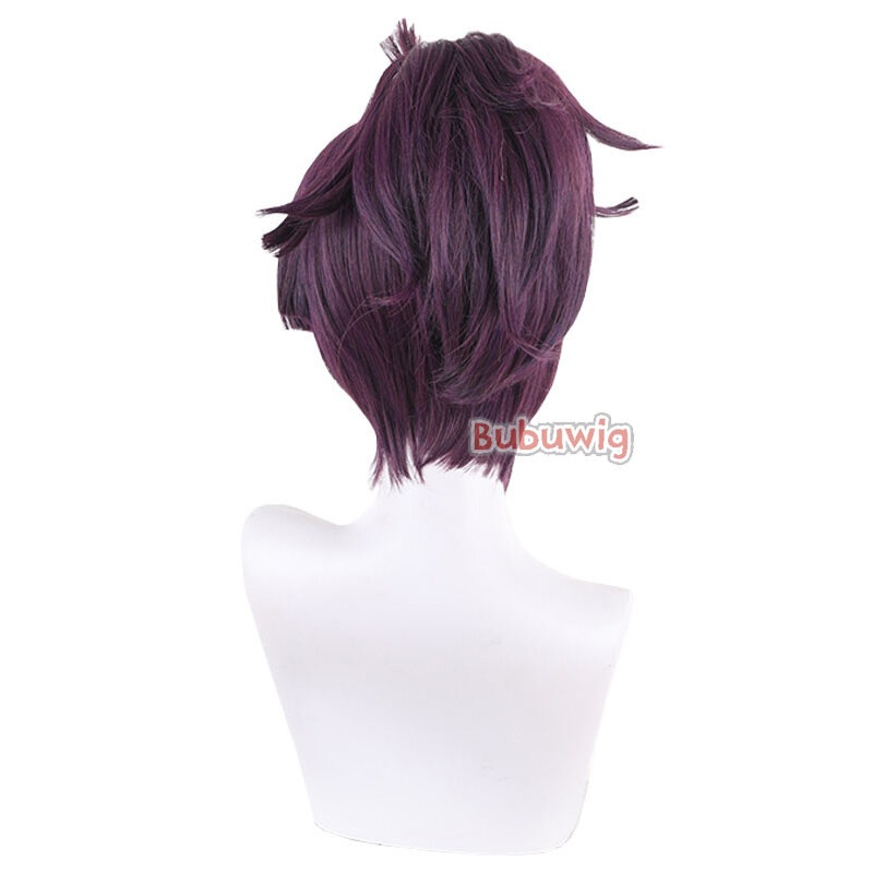 Bubuwig włosy syntetyczne Yuzuriha z Keishu Cosplay peruki piekło raj: Jigokuraku 35cm fioletowy kucyk peruki żaroodporne