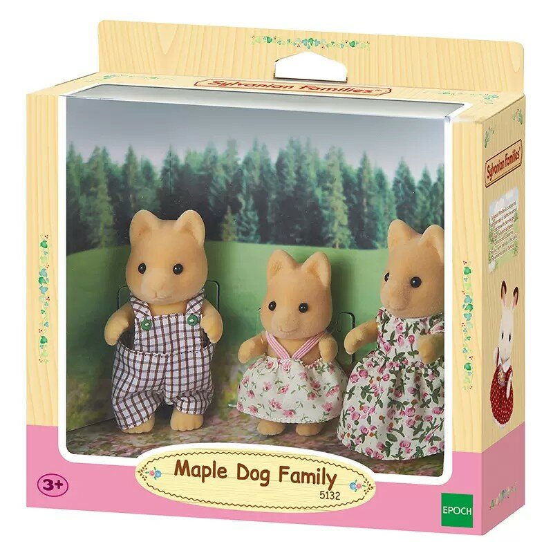Sylvanian Families Paperbark Maple Dog Family Set, Brinquedos Animais, Bonecas, Girl Gift, Novo na Caixa, 3 Unidades, 5132