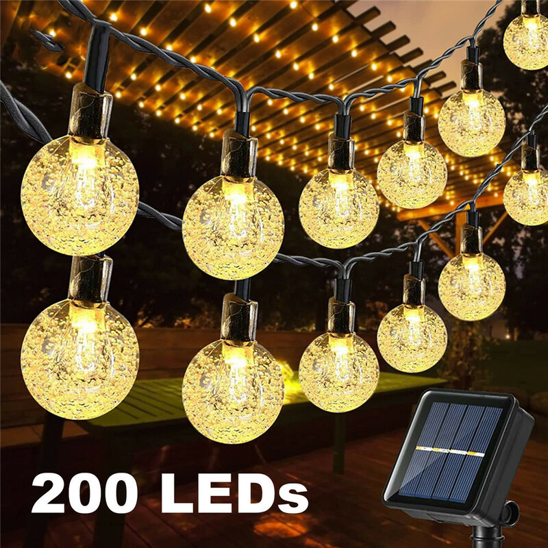 8 طرق ضوء الشمس كريستال الكرة 5 متر/7 متر/12 متر/22 متر LED سلسلة أضواء الجنية أضواء أكاليل لحفلة عيد الميلاد الديكور في الهواء الطلق