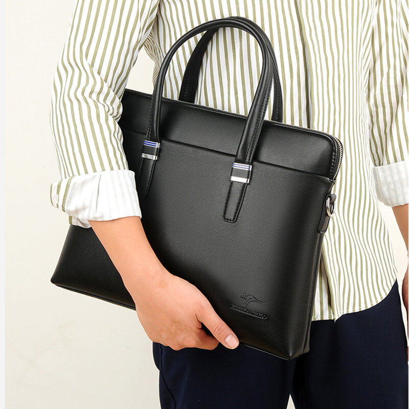 Leather Briefcase Bag for Man Handbags Tote Laptop 14 Shoulder Business Messenger Designer Work Side Fashion Bag Office Teacher