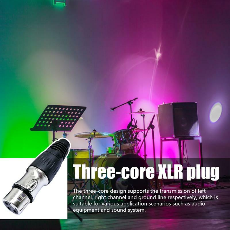 Microfone Jack Audio Plug Adapter, conector de 3 pinos, cabo de áudio fêmea, microfone preto para microfones
