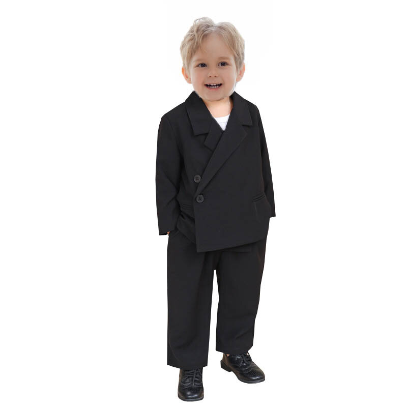 Детский мягкий крутой пиджак и брюки, комплект из 2 предметов для фотосъемки, облегающий костюм для мальчиков с диагональной планкой, детское платье, костюм для выступления на церемонии
