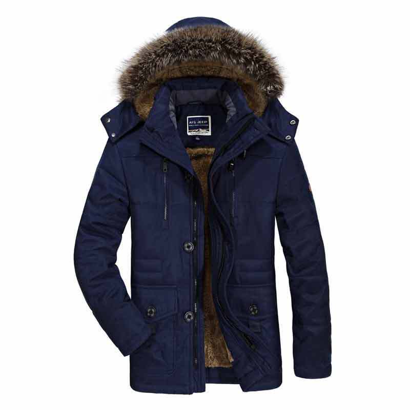 Jaqueta de algodão acolchoada com capuz masculina, corta-vento longo, casaco de parka quente, pele sintética casual, tamanho grande, masculino, inverno