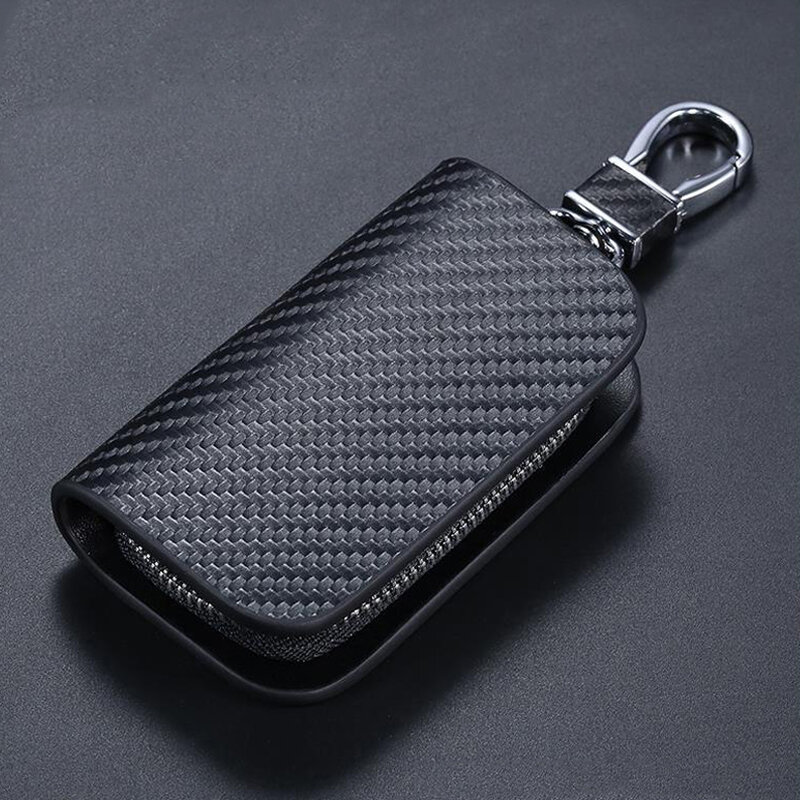 88 Logos Leather Car Keychain Key Case Cover Zipper Key Case Carbon fiber pattern Car-styling Auto Accessories