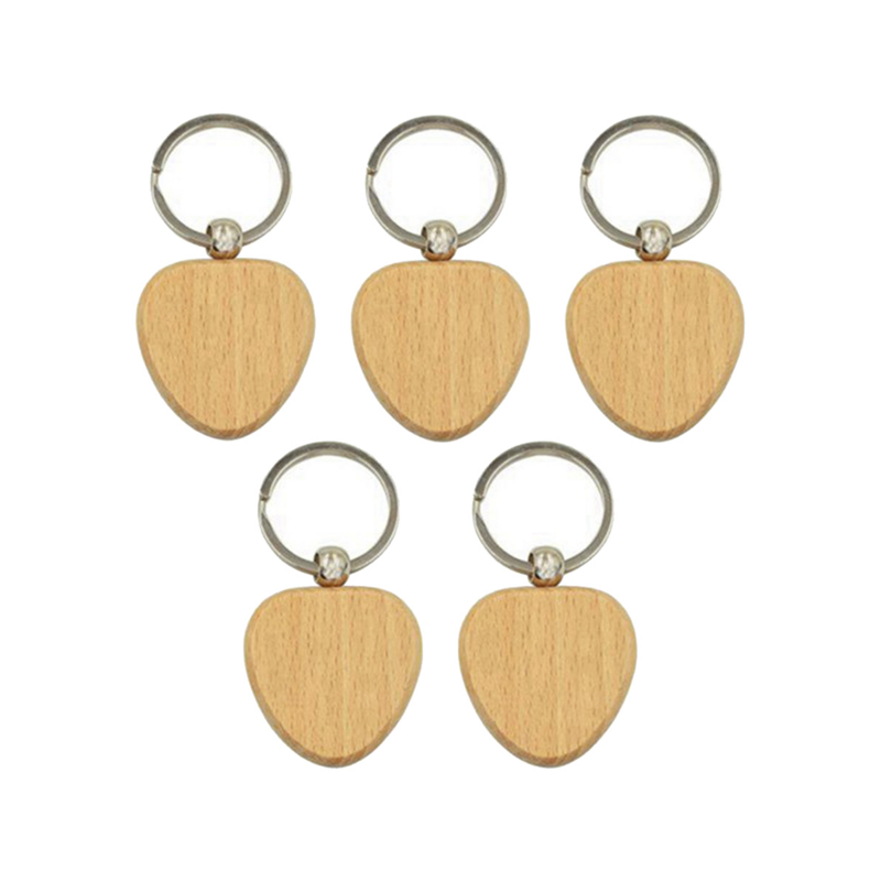 Portachiavi a forma di cuore in legno vuoto da 50 pezzi portachiavi in legno fai da te Tag accessori in legno Anti-perso Tag Can-regali fai da te