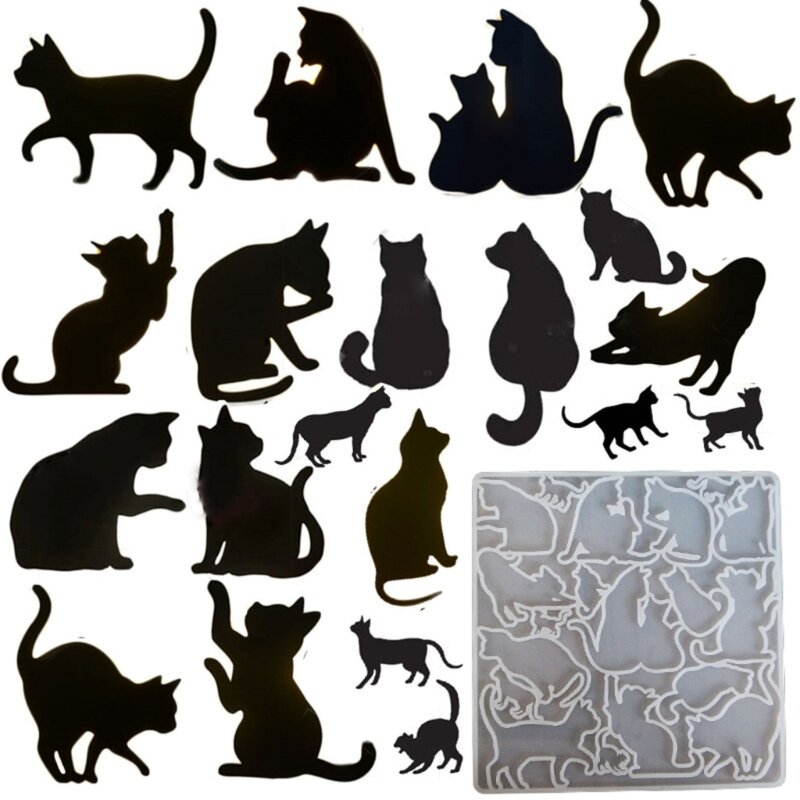 DIY berbagai bentuk kucing gantungan kunci cetakan silikon anting kalung liontin gantung jimat epoksi Resin cetakan dekorasi tas perhiasan
