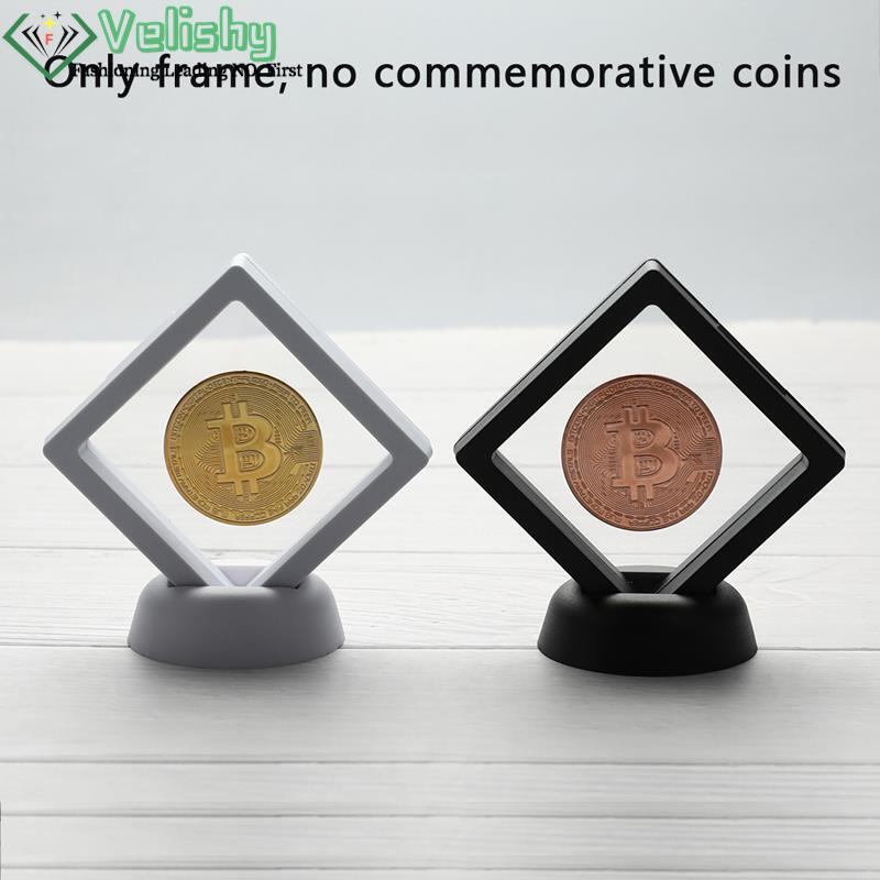 Bitcoin Bit Coin Litecoin Rimpel Metalen Herdenkingsmunt Met Standaard