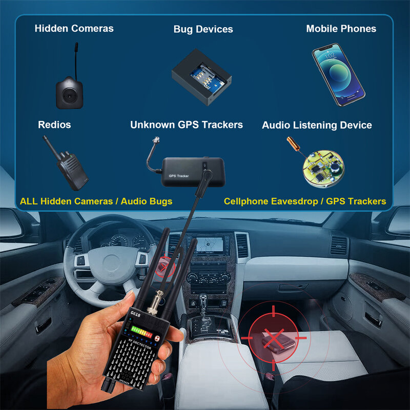 Alta Sensibilidade Anti-Spy GPS Detecção Magnética, Câmera Sem Fio, Detector De Sinal Automático, Localizador, Racker, Scanner De Freqüência