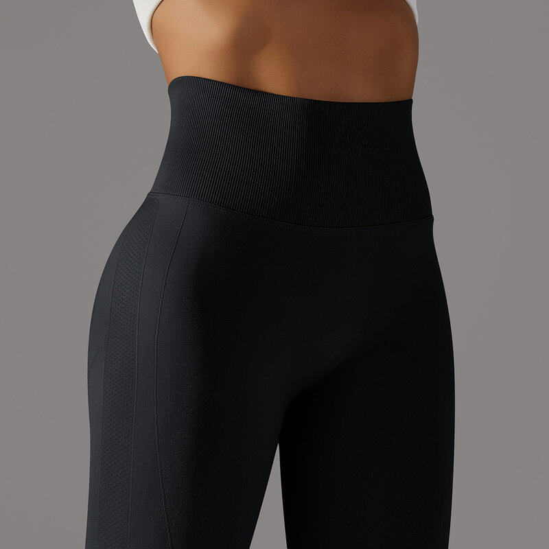 Mallas de Yoga sin costuras para mujer, pantalones deportivos de cintura alta, para entrenamiento, correr