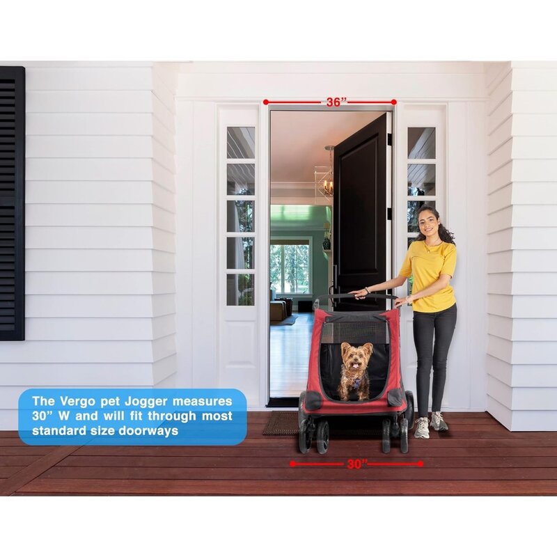 Dog Stroller Pet Jogger Wagon Foldable Cart with 4 Wheels, Adjustable Handle, Zipper Entry, Mesh Skylight Pet Stroller