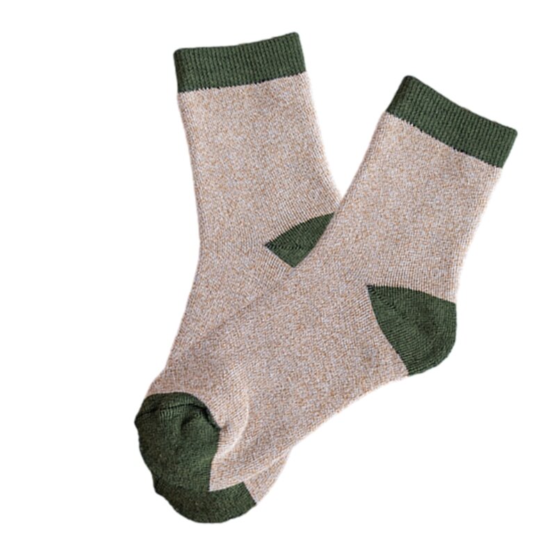 E15E 1 paire chaussettes en laine pour hommes, chaussettes randonnée chaudes, épaisses confortables, chaussettes douces