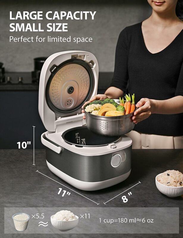 Toshiba-誘導加熱炊飯器、低carbスチーマー、24時間タイマーの有無にかかわらず、自動維持、白、5.5カップ