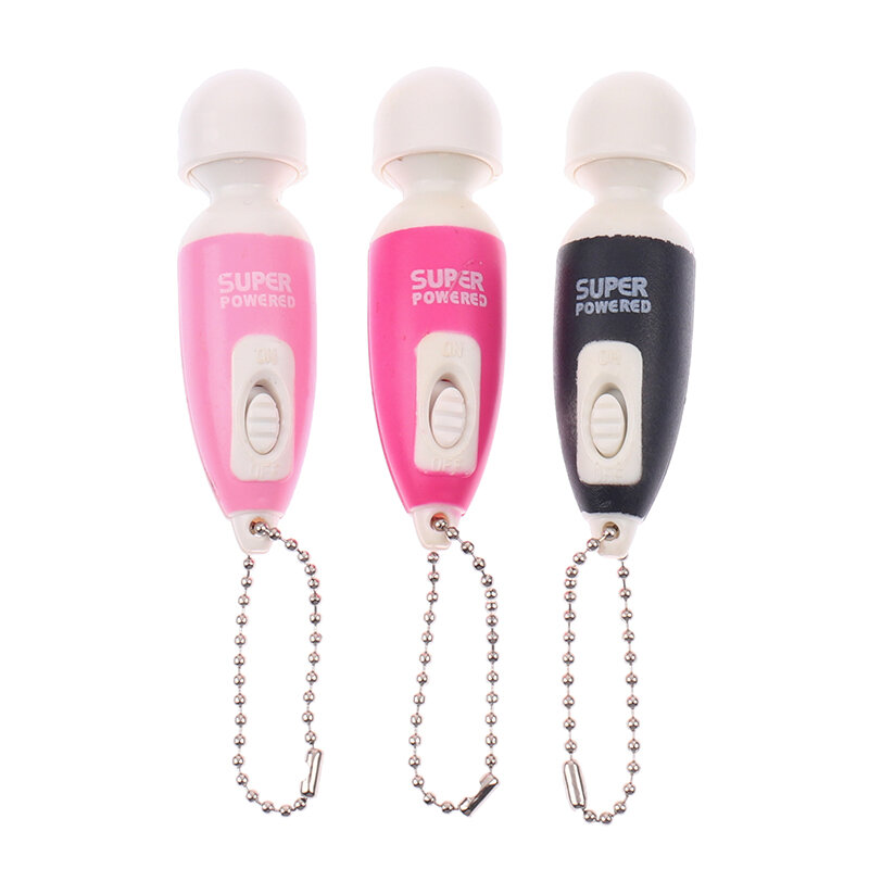 Портативная миниатюрная Массажная палочка для снятия стресса, электронный массажер всего тела с кольцом-брелоком и кнопкой (случайный цвет)