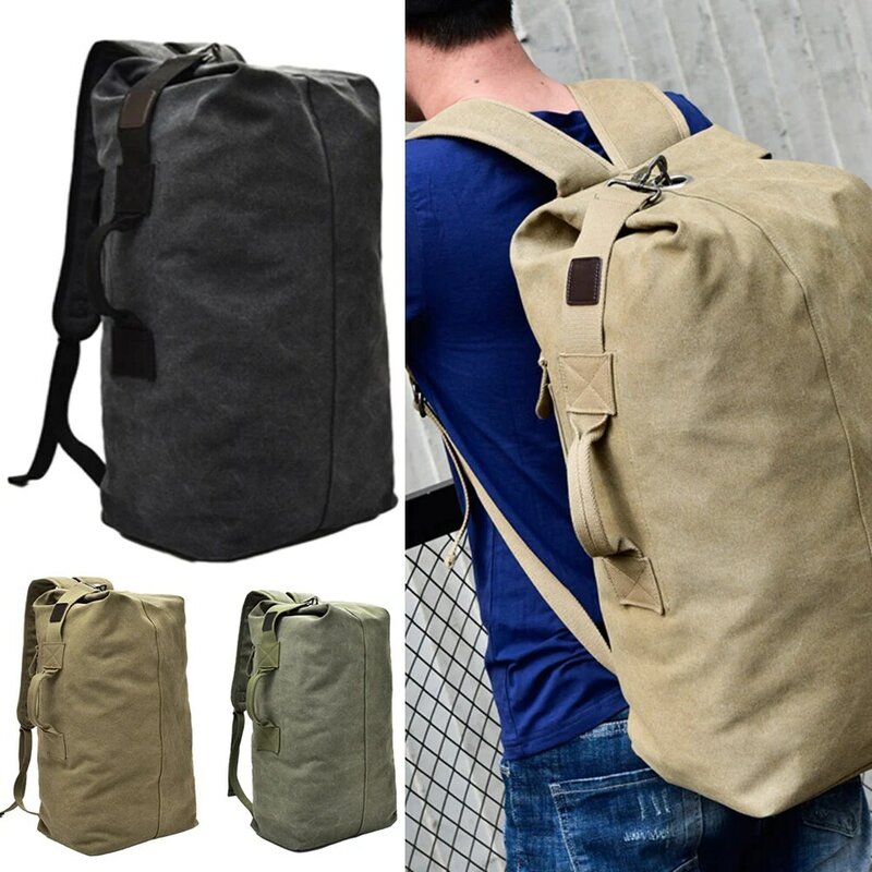 Outdoor Travel Double Strap Canvas Backpack Duffel Bag Camping Hiking Handbag Outdoor Travel Double Strap Canvas Backpack Parts