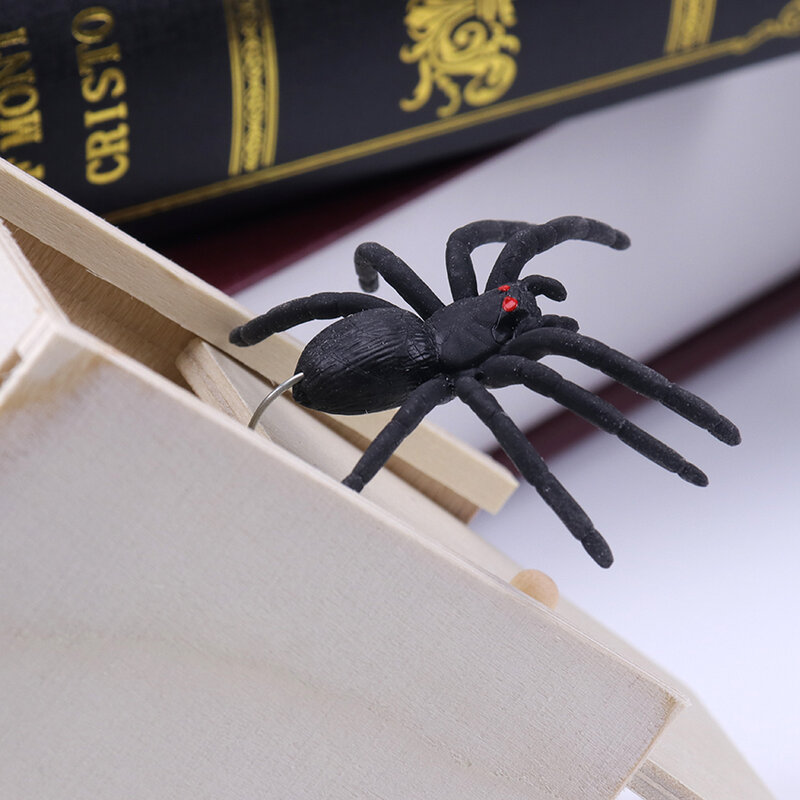 1 szt. Nowy zabawny skrzynka na strach drewniany pająk ukryty w przypadku świetnej jakości żart-drewniane pudełko na przestraszenie ciekawa sztuczka zabawki żart