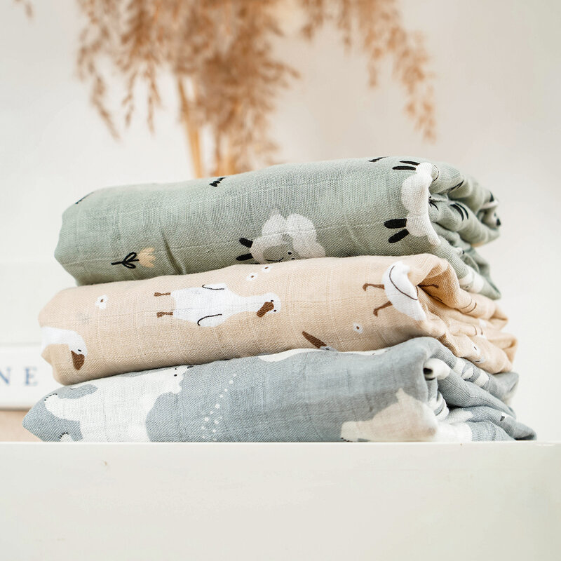 Elinfant-Cobertores recém-nascidos Swaddle Wrap, algodão bambu macio, musselina, 3pcs