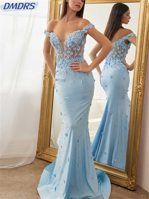 Romantic Mermaid Evening Dress 2024 Sexy V-neck Gown Luxurious and elegant beading Floor-length A-line Gowns Vestidos De Novia