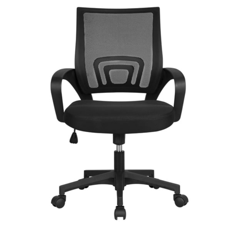 Silla de oficina giratoria de malla con respaldo medio ajustable con reposabrazos, silla de juegos negra, silla de escritorio, muebles de oficina