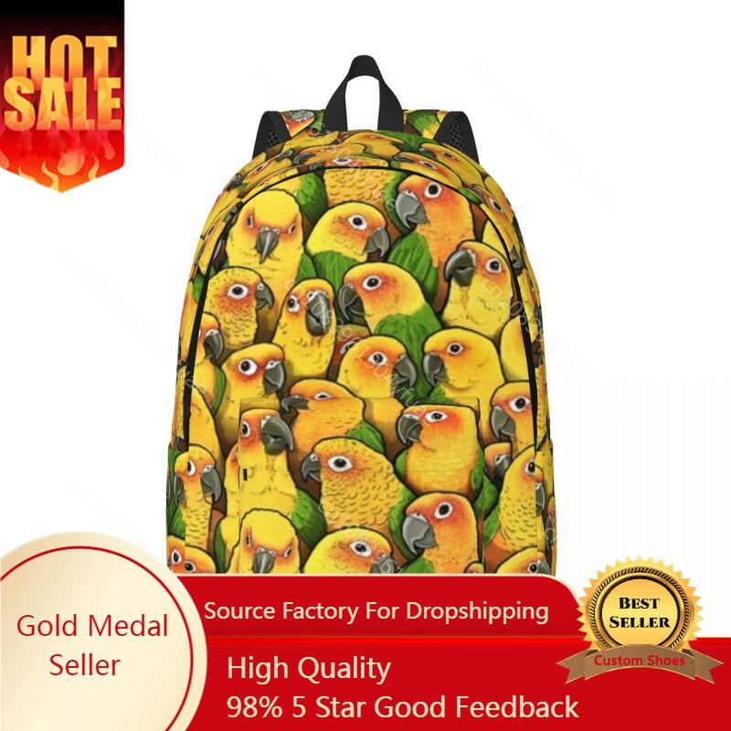 Zaini in tela con stampa pappagallo giallo Jenday Conures Bag Back To School zaino borse universali leggere