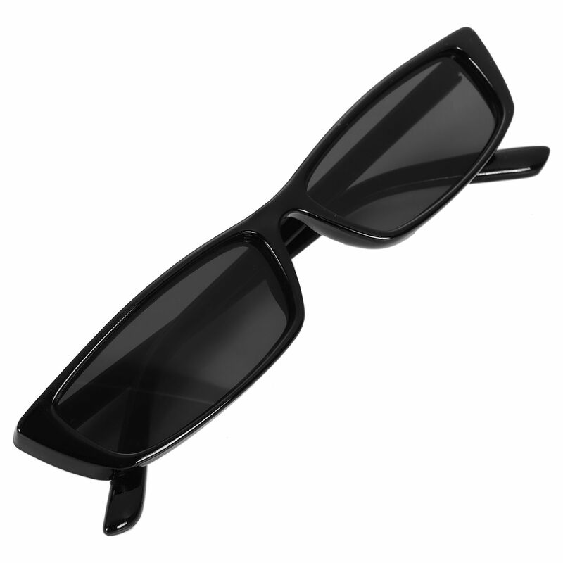 แว่นกันแดดทรงสี่เหลี่ยมสไตล์วินเทจสำหรับผู้หญิงแว่นกันแดดขนาดเล็กแว่นตาย้อนยุค S17072สีดำ