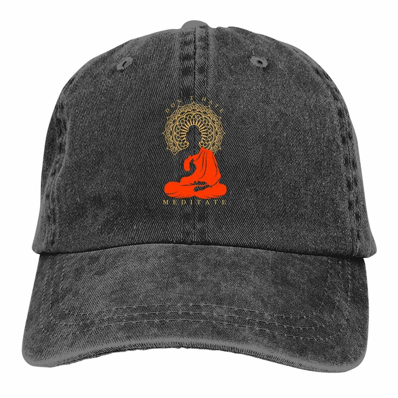 Washed Men's Baseball Cap Don't Hate Meditate Trucker Snapback Caps Dad Hat Buddha  Oriental Mysterious Culture Golf Hats