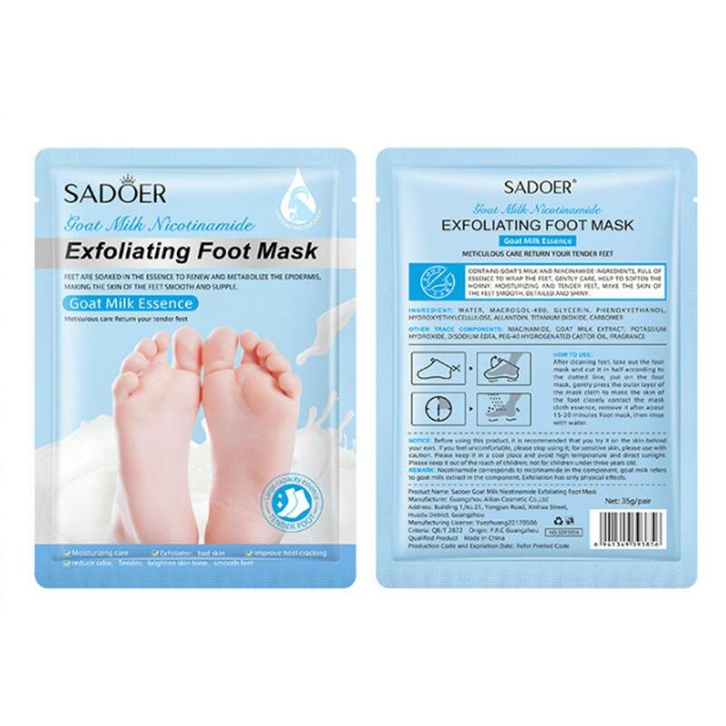 1pair Goat Milk Moisturizing Exfoliating Cracked Heel Feet Peeling Foot Mask Hydrating Nourishing Skin Rejuvenation Foot Care