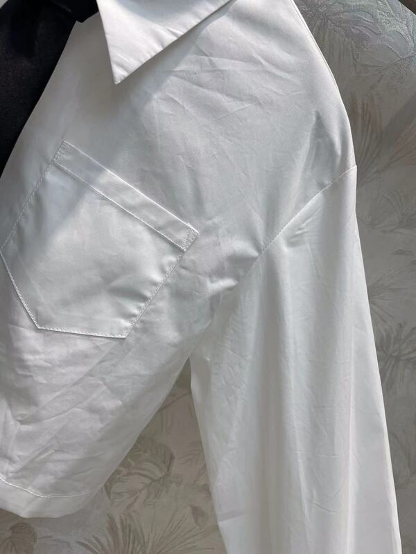 Hoge Kwaliteit Damesmode Shirt, Luxe En Hoogwaardige Brievenriem, Breed Overhemd Met Stropdas, Spijkerriem, Luxe Merkshirt