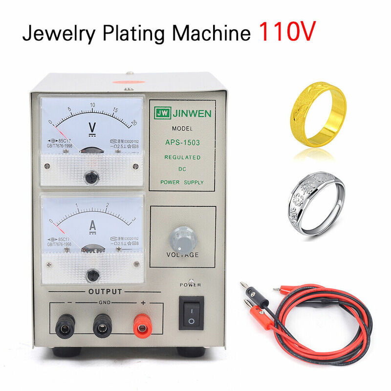 Jewelry Gold Plating Kit, 110V Jewelry Plating Machine, Gold and Silver Electroplating Equipment Tool, Adjustable Voltage