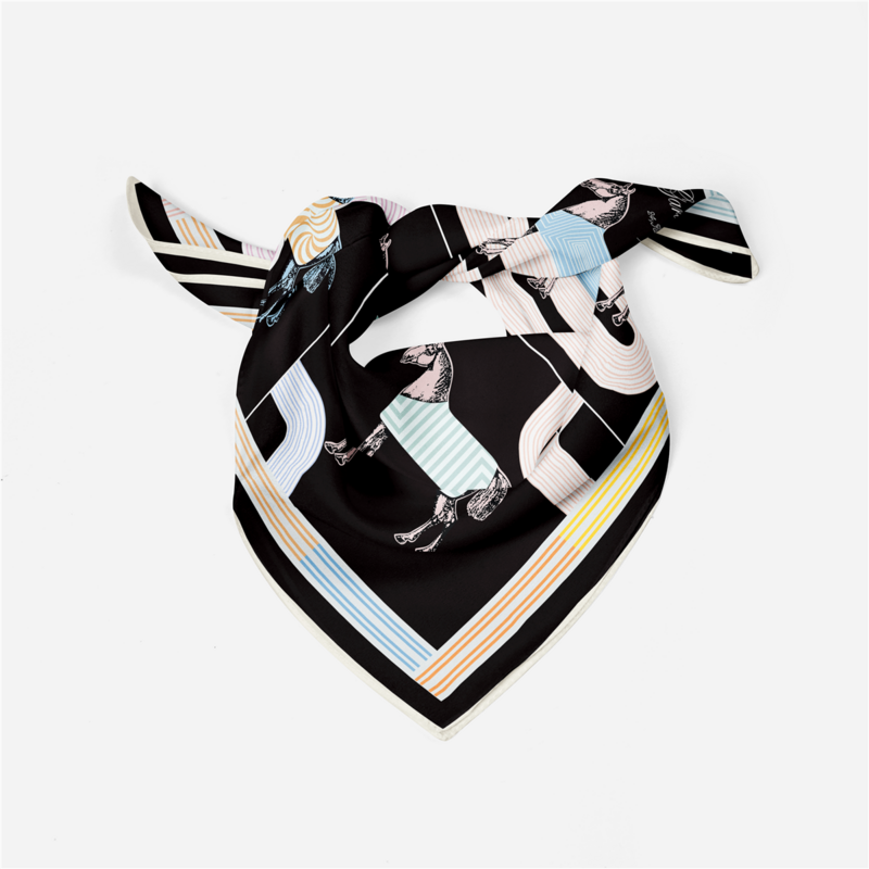 POBING-Foulard carré en sergé imprimé cheval pour femme, petit bandana, hijab, 53cm