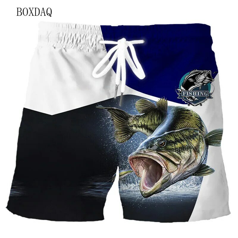 Shorts de pêche décontractés College de poissons 3D pour hommes, taille élastique, vêtements de rue, été, plage, grande taille 6XL, mode