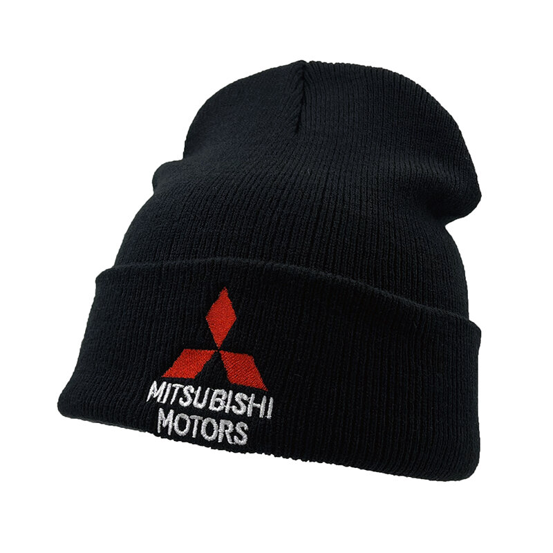 Nova mitsubishi inverno gorros para homens bordado inverno quente corrida de malha chapéu para mulher skullies bonnet hip hop boné