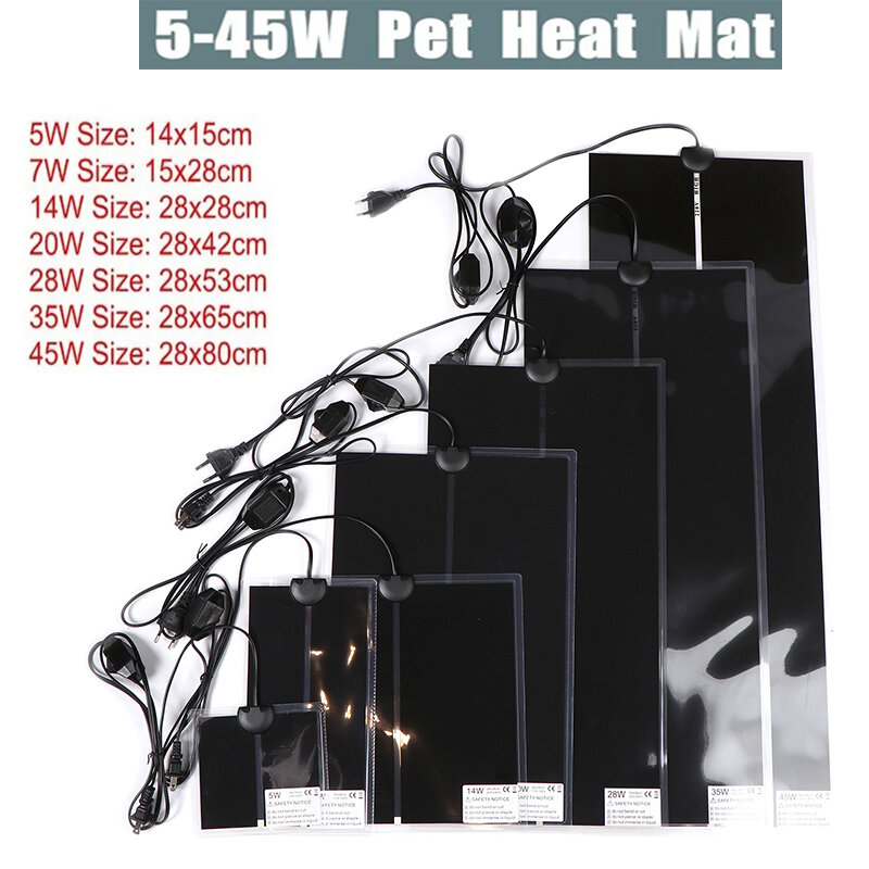 Alfombrilla de calor para Reptiles, almohadillas de calefacción para mascotas, controlador de temperatura ajustable, suministros para Reptiles, 5-45W, UE/EE. UU.
