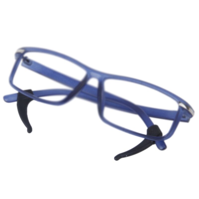 6 أزواج من نظارات خطاف الأذن يدعم السيليكون المضادة للانزلاق-أسود