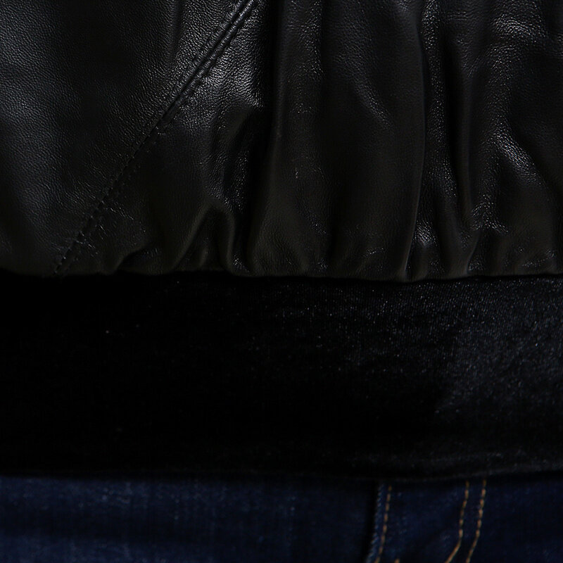정품 가죽 스플라이스 코튼 오버 사이즈 루즈핏 풀오버 자켓 배트윙 슬리브 진품 가죽 배기 코트 의류 여성용, 블랙, 화이트, 레드, 그린