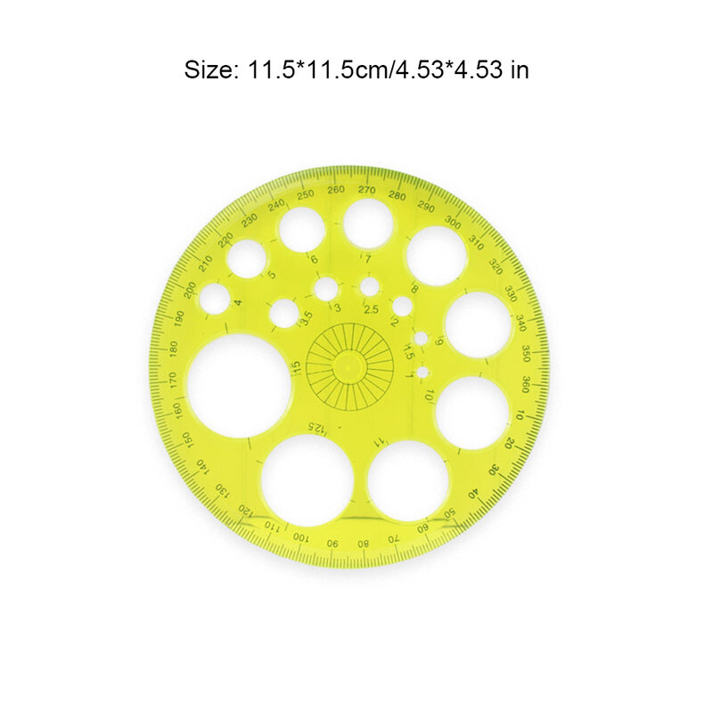 Plantilla circular de regla redonda para estudiantes, transportador de 360 grados, Color aleatorio