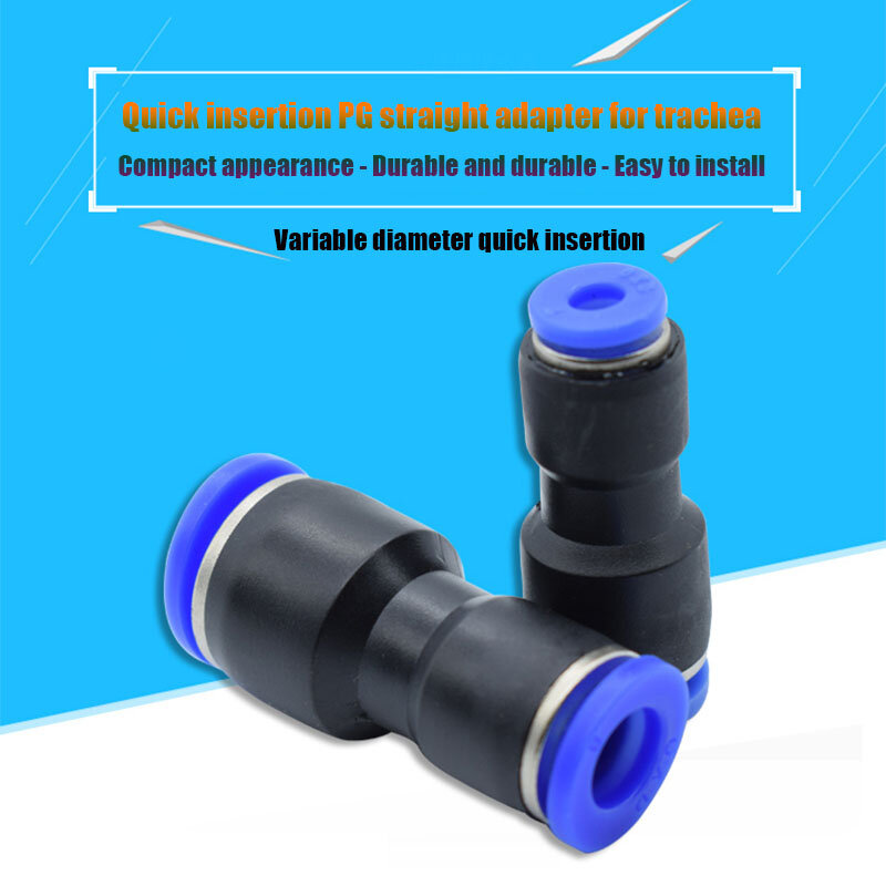 5Pc Pneumatic Fittings PG-4-6-8-10-12-14-16mm Straight-through Variable Diameter Plastic Air Hose Tube Push Gas Quick Connection
