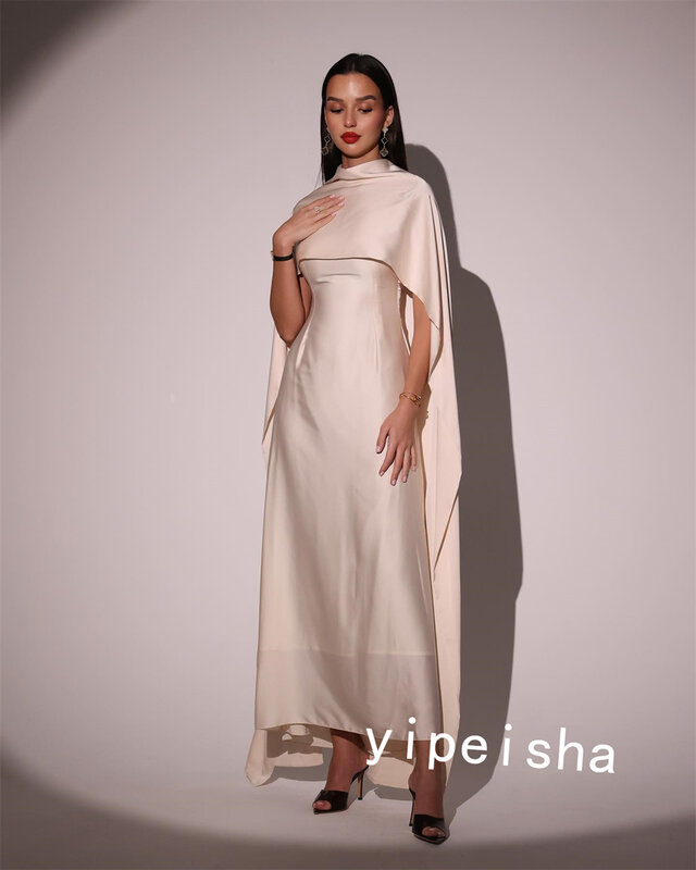 فستان بياقة عالية من الساتان Jiayigong Prom Quinceanera ، مناسبة مخصصة ، طول الركبة