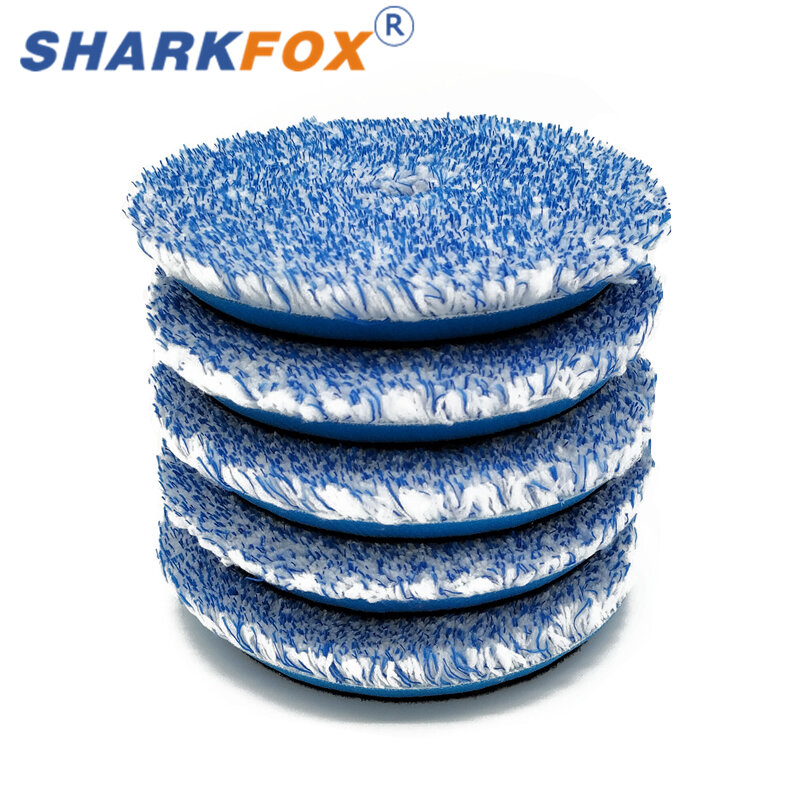 Sharkfox-almohadilla de microfibra para pulir carrocería de coche, almohadillas de microfibra para pulir ruedas, DA/RO, 5/6 pulgadas, 1 unidad