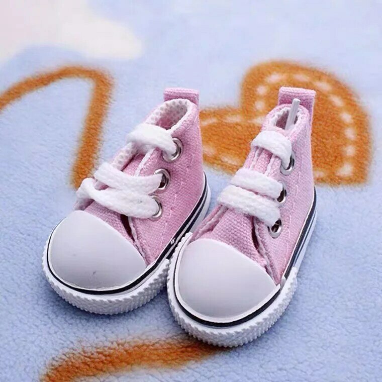 1/6 BJD Sepatu Boneka Buatan Tangan 5 CM Sepatu untuk Boneka Mini Kanvas Tali Sepatu Boneka Bermain Rumah Berdandan Aksesoris Mainan Anak-anak Hadiah