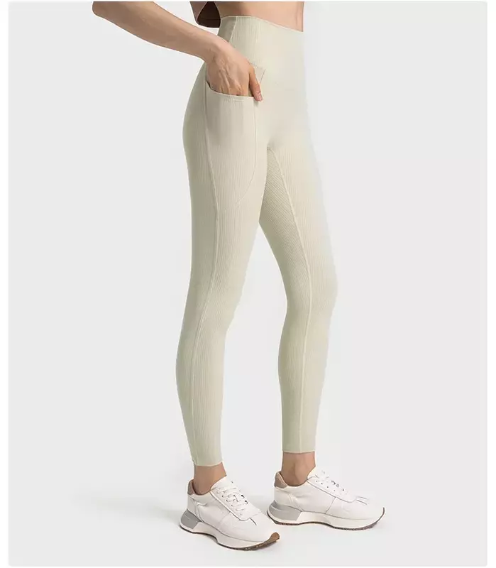 Cytrynowy spodnie dla kobiet siłownia joga Fitness legginsy Outdoor Jogging sportowe prążkowane tkaniny damskie spodnie wysoki stan rajstopy damskie legginsy