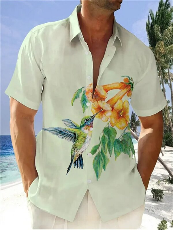 قميص هاواي قصير للرجال ، طبعة طائر ، ريترو ، قميص شاطئ غير رسمي ، حيوانات كرتونية فاخرة ، ساخنة ، جديدة جدًا ، بأكمام ، الصيف ، ، ، ، ، ،