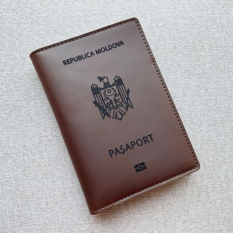 Leather Republic of Moldova Passport Cover Personalised Genuine Leather Republica Moldova Passport Holder Covers for Passports