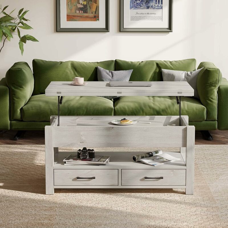 Rolanstar Couch tisch Lift Top, Multifunktions-Cabrio Couch tisch mit Schubladen und verstecktem Fach, Couch tisch Conve