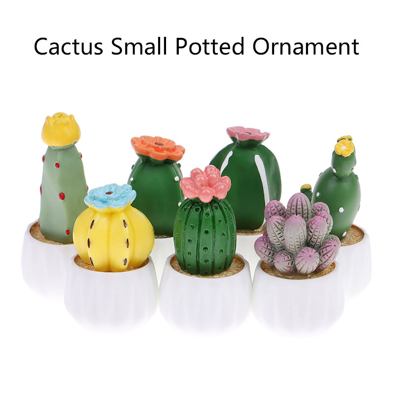 Simulazione Mini Cactus Car Ornament Home Office Desktop resina succulenta artigianato decorativo decorazioni per la casa