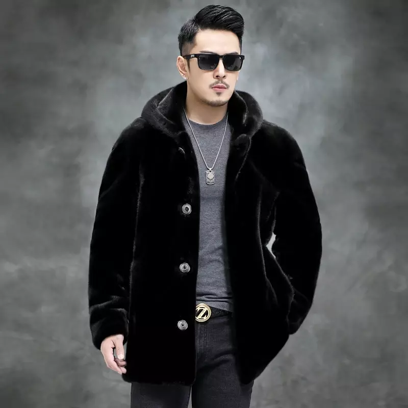 AYUNSUE vera pelliccia di visone cappotti da uomo inverno caldo Parka Hombre giacche di pelliccia di visone di media lunghezza di lusso uomo Manteau Homme Hiver SGG732
