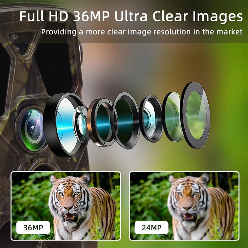 Wildlife Trail Camera telecamere da caccia Wireless HC812A 36 mp4k 940NM IR Night Vision photograps Tracking Cam Surveillance