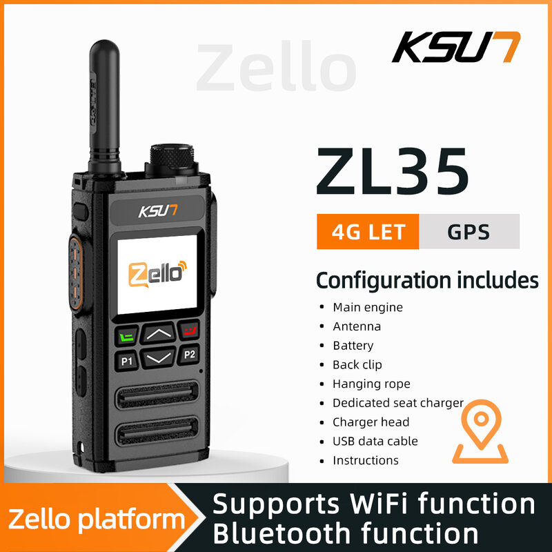 KSUN ZL35 karta sim poc radio daleki zasięg zello telefon komórkowy 4g lte 200 500 km 1000 3000 mil walkie talkie de largo alcance