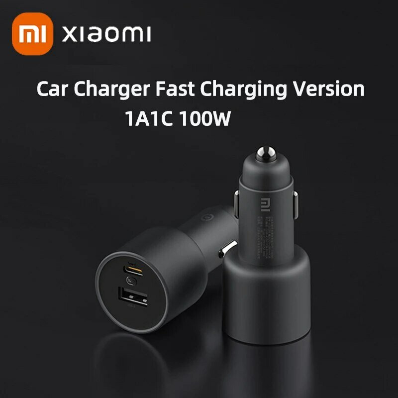Xiaomi-cargador de coche Mi MAX 1A1C, dispositivo inteligente de carga rápida de doble puerto, USB-A, USB-C, totalmente Compatible con pantalla de efecto de luz, 100W